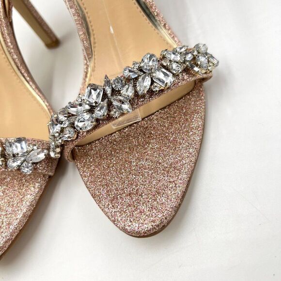 Jewel Badgley Mischka Size‎ 7 Ojai Pink Silver Jeweled Dress Sandals Heels Shoes - Picture 5 of 15